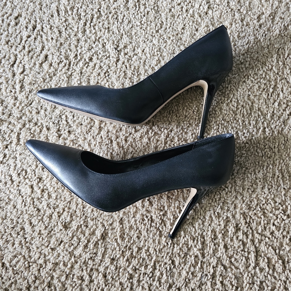 White House Black Market Black Leather Pumps Size 11